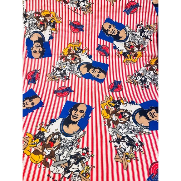 VTG 1996 Looney Tunes SPACE JAM Squad Michael Jordan Flannel Fabric BTY - Picture 1 of 3